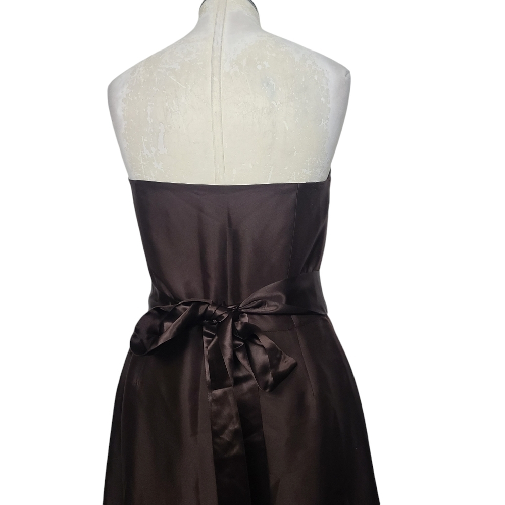 Ann Taylor Brown Strapless Sleeveless Maxi Belted Size Zip Dress 8 - Picture 8 of 11